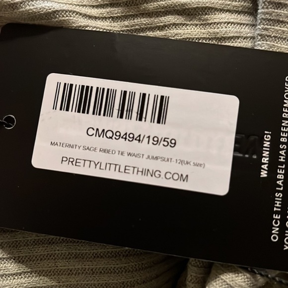 New‎ pretty little thing Maternity Sage Ribbed Tie Waist Jumpsuit - Picture 7 of 7